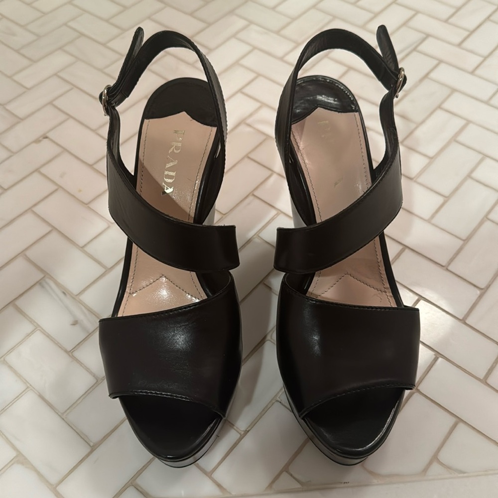 Prada black leather heel
